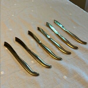 Orelium brass butter steak knives. Made in Japan. Set of Six.